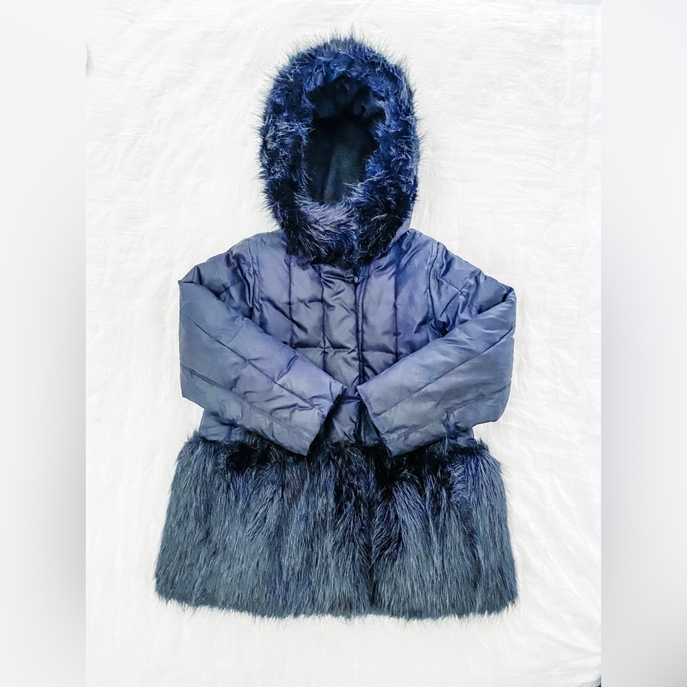Crew Cuts Navy Fur Lined Coat